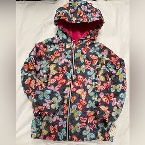 MWT Penelope Mack fleece lined hooded Butterfly print girl Jacket size 7 ruffled
